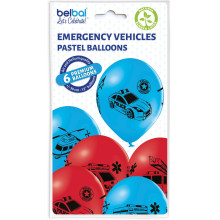 12 inch Emergency Vehicles balloon 6 pcs