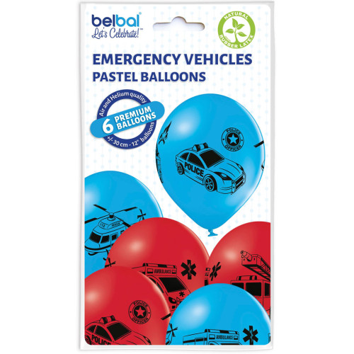 12 inch Emergency Vehicles balloon 6 pcs 12 inch Emergency Vehicles balloon 6 pcs
