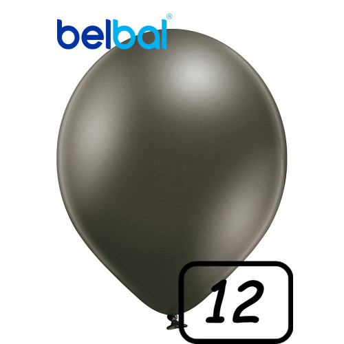 12 inch Latex balloon ANTHRACITE GLOSSY CHROME