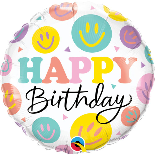 18 inch Birthday Colorful Smiles balloon 18 inch Birthday Colorful Smiles balloon