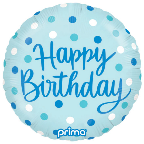 18 inch Round Birthday Blue Dots 18 inch Round Birthday Blue Dots