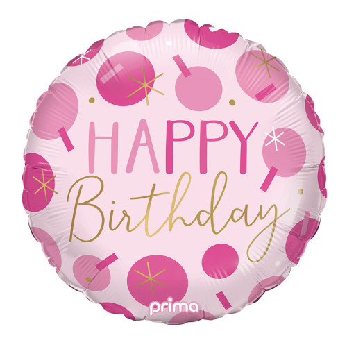 بالون عيد ميلاد وردي نقاط 18 انش بالون عيد ميلاد وردي نقاط 18 انش