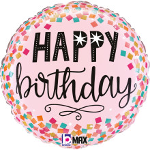 18 inch Pink Confetti Birthday Foil balloon 18 inch Pink Confetti Birthday Foil balloon