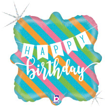 18 inch Birthday Banner & Stripes balloon 18 inch Birthday Banner & Stripes balloon