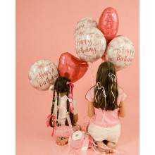 18 inch Heart Glitter Holographic Fuxia Foil Balloons