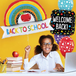35  inch Back To School Rainbow Banner foil balloon