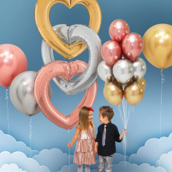41 inch Linking Heart Gold Foil Balloons
