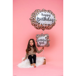 18 inch Satin Leopard Bday Girl Foil balloon