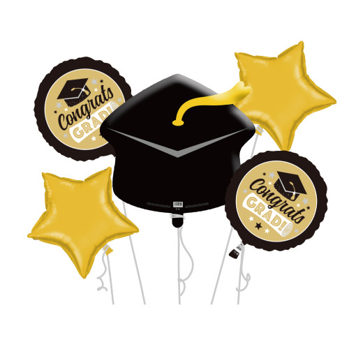 باقة بالون مشهد حفلة التخرج المرصعة بالنجوم الذهبي