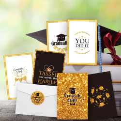 graduation season card blessing message Set (6 pcs cards,12 stickers, 6 envelop)