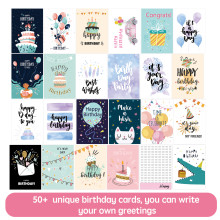 Cross-border birthday card card children diy combination set ins envelope half-fold happy birthday greeting card 50sets