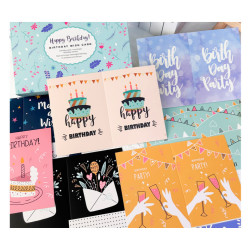 Cross-border birthday card card children diy combination set ins envelope half-fold happy birthday greeting card 50sets