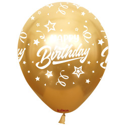 12 inch Happy Birthday Chrome Confetti Balloons 25 pcs
