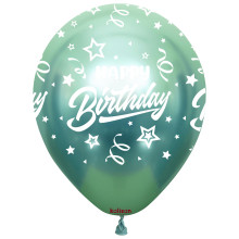 12 inch Happy Birthday Chrome Confetti Balloons 25 pcs