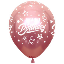 12 inch Happy Birthday Chrome Confetti Balloons 25 pcs