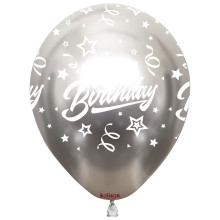 12 inch Happy Birthday Chrome Confetti Balloons 25 pcs