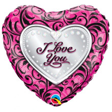 18 inch I Love You Sparkle Filigree Foil balloon 18 inch I Love You Sparkle Filigree Foil balloon