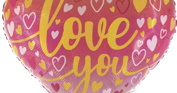 30 inch Ombre Love You Heart Foil Shape, Holographic Foil balloon ...