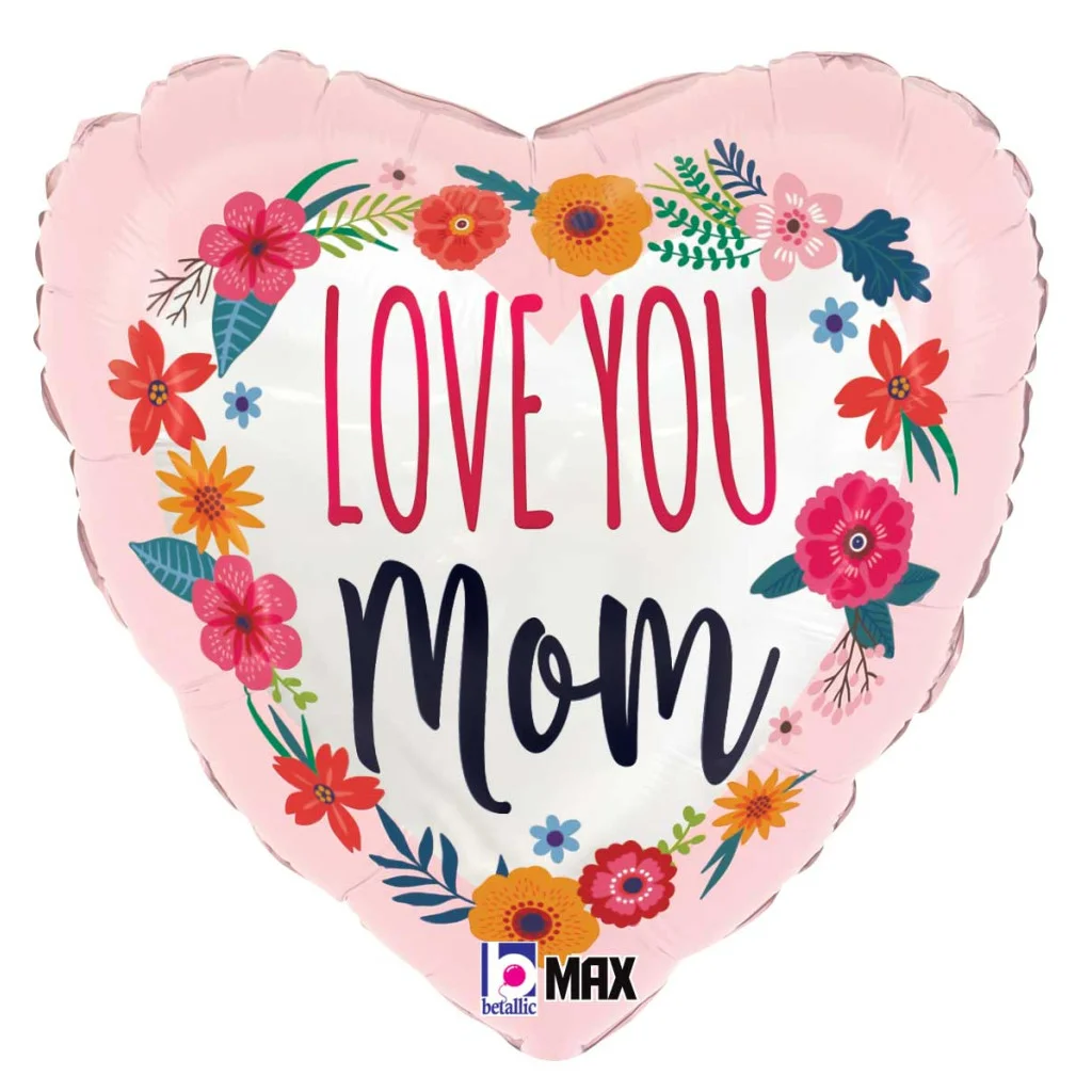 18 inch Satin Love You Mom Blossoms Foil balloon | Winner Party