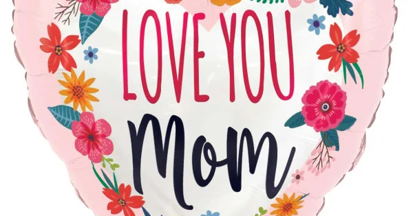 18 inch Satin Love You Mom Blossoms Foil balloon | Winner Party