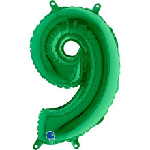 14 inch Number 9 Green Mini Foil Balloons 14 inch Number 9 Green Mini Foil Balloons