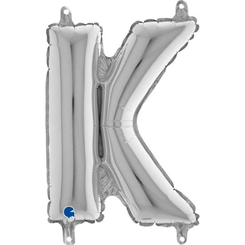 14 inch Letter K Silver Mini Foil Balloons 14 inch Letter K Silver Mini Foil Balloons