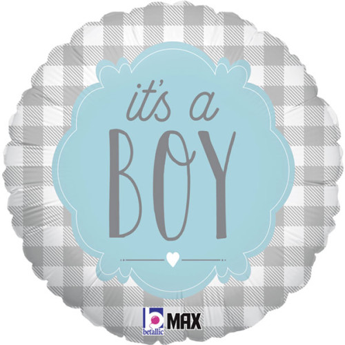18 inch Boy Buffalo Plaid Foil balloon