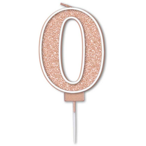 Sparkling Fizz No.0 Birthday Candle 7.5cm Rose Gold