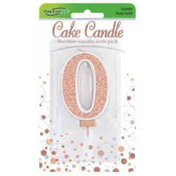 Sparkling Fizz No.0 Birthday Candle 7.5cm Rose Gold