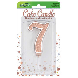 Sparkling Fizz No.7 Birthday Candle 7.5cm Rose Gold