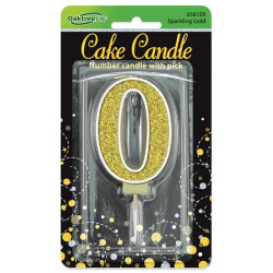 Sparkling Fizz No.0 Birthday Candle 7.5cm Gold