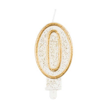 number candle "0", gold outline
