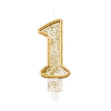 number candle "1", gold outline