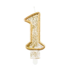 number candle "1", gold outline