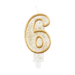 number candle "6", gold outline