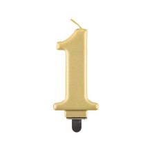 Birthday candle number 1, metallic gold, 8.0 cm