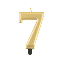 شمعة عيد ميلاد لماع ذهبي رقم 7