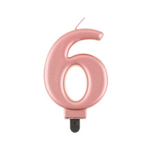 Birthday candle number 6, metallic rosegold, 8.0 cm Birthday candle number 6, metallic rosegold, 8.0 cm