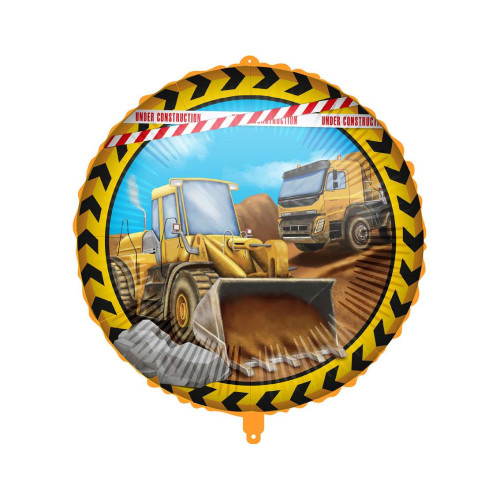 18 inch Construction Machines Party Round Foil Balloon