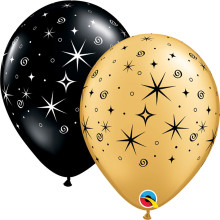 11 inch LATEX GLD&BLK SPARKLES & SWIRLS balloon - 50 Pcs 11 inch LATEX GLD&BLK SPARKLES & SWIRLS balloon - 50 Pcs