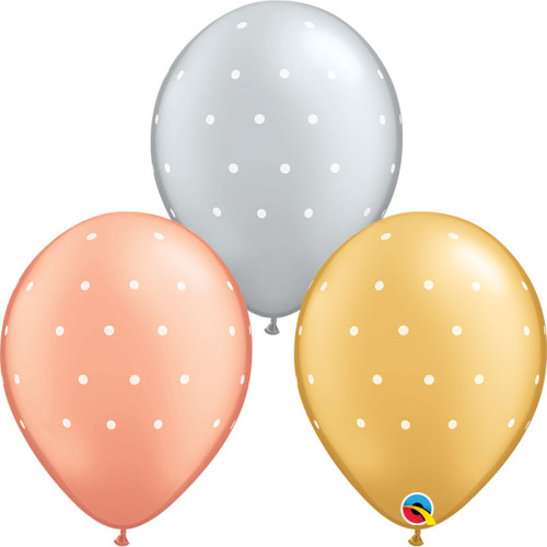 بالون مطبوع دوائر بيضاء (25 حبة)