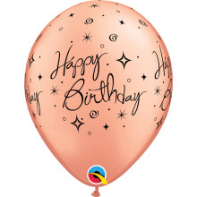 11 inch LATEX ROS GLD BDAY ELEGANT SPARKLES & SWIRLS balloon - 25 Pcs 11 inch LATEX ROS GLD BDAY ELEGANT SPARKLES & SWIRLS balloon - 25 Pcs