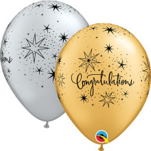 11 inch LATEX SLV&GLD CONGRATULATIONS ELEGANT (BLK) balloon - 25 Pcs 11 inch LATEX SLV&GLD CONGRATULATIONS ELEGANT (BLK) balloon - 25 Pcs