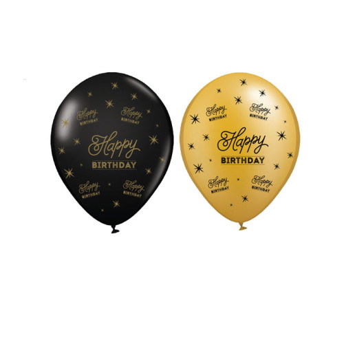 12 inch Happy Birthday (Gold, Black) 50 count
