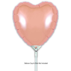 9 inch Rose Gold Heart Packaged x 5pcs foil balloon