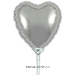 9 inch Silver Heart Packaged x 5pcs foil balloon