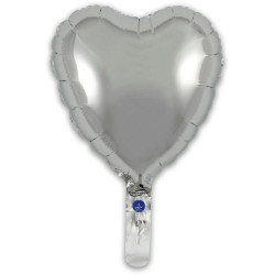 9 inch Silver Heart Packaged x 5pcs foil balloon
