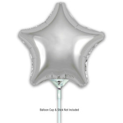 9 inch Silver Star Packaged x 5pcs foil balloon