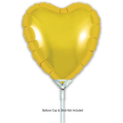 9 inch Gold Heart Packaged x 5pcs foil balloon