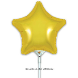 9 inch Gold Star Packaged x 5pcs foil balloon